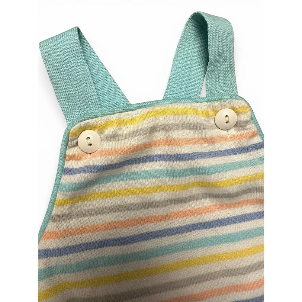 Vintage Outfit Sunsuit One-Piece Pastel Stripes Infant Baby 3-6 month